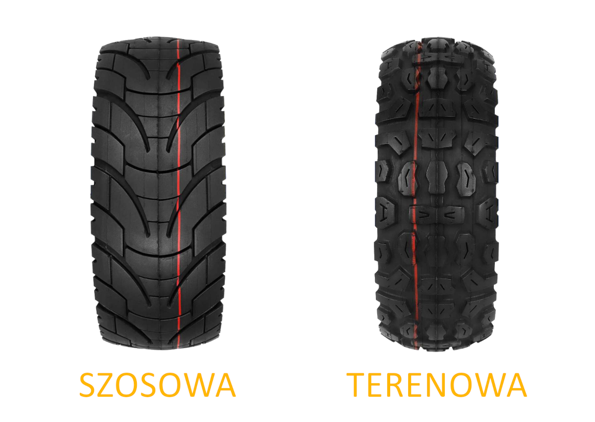 Opona do Ausom z bieżnikiem szosowym i opona z bieżnikiem terenowym