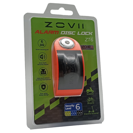 Zabezpieczenie Disc Lock z Alarmem ZOVII ZT6 - Fluo Orange