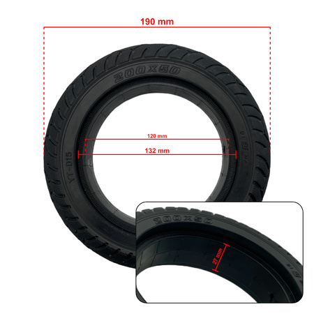 Opona Pełna 200x50 na Tył do Speedway Mini 4 Pro / Ruima Mini 4