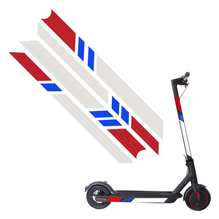 Naklejki odblaskowe do Xiaomi M365 / M365 Pro / Pro 2 - Srebrno czerwono niebieskie