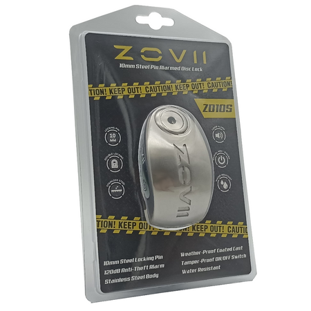 Zabezpieczenie Disc Lock z Alarmem ZOVII ZD10S - Brushed Metal