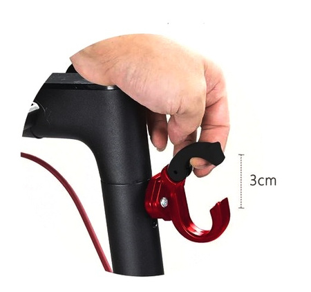 Zamykany metalowy hak na zakupy do Xiaomi M365 / PRO / PRO 2 / 1S / Essential - CZERWONY
