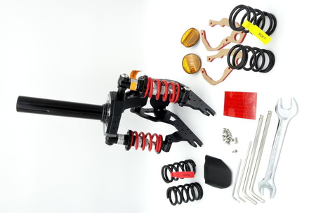 Zawieszenie przednie amortyzator SHARKSET do Xiaomi M365 / M365 PRO / PRO 2 / 1S / Essential / Motus Scooty 8.5 / Fiat 500 / Aovo PRO - kolor CZERWONY