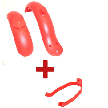 ZESTAW Błotniki + Wspornik tylnego błotnika do Xiaomi M187 / M365 / M365 PRO – CZERWONE