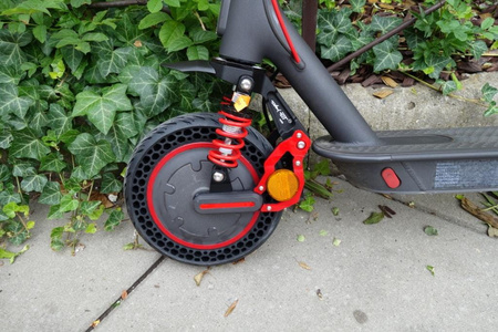 Zawieszenie przednie amortyzator SHARKSET do Xiaomi M365 / M365 PRO / PRO 2 / 1S / Essential / Motus Scooty 8.5 / Fiat 500 / Aovo PRO - kolor CZERWONY