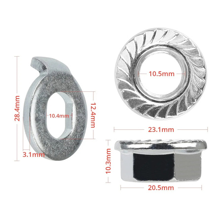 Nakrętka osi silnika + podkładka z blokadą