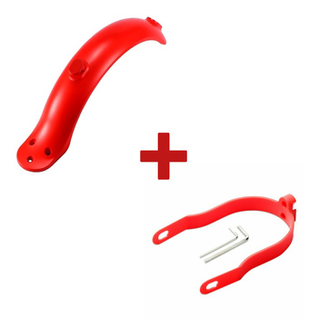 ZESTAW Błotnik tylny  + Duży Wspornik tylnego błotnika do Xiaomi M187 / M365 / M365 PRO  – CZERWONE