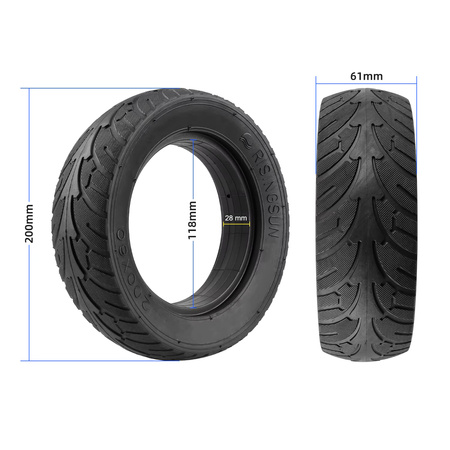 Opona Bezdętkowa Pełna 200x60 RISINGSUN do Techlife X5, X5s / Vsett 8, 8+ / Hiley Tiger 8