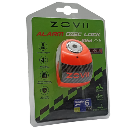 Zabezpieczenie Disc Lock z Alarmem ZOVII ZS6 - Fluo Orange