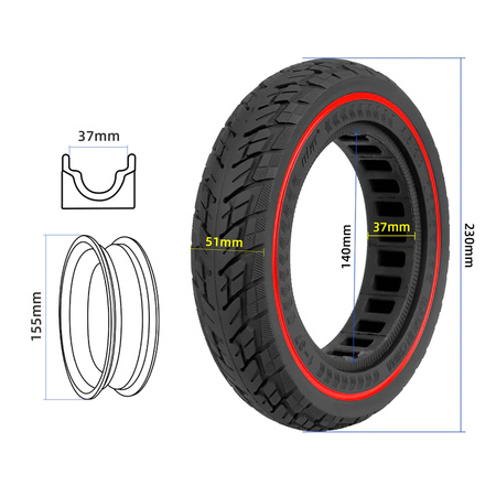 Opona Półpełna Bezdętkowa ULIP 9.5x2.0" do Xiaomi M365/M365 Pro/Pro 2/1S/Essential/Mi 3