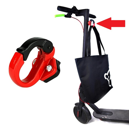 Zamykany metalowy hak na zakupy do Xiaomi M365 / PRO / PRO 2 / 1S / Essential - CZERWONY