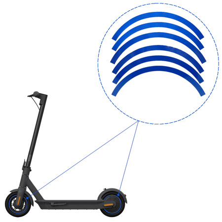 Naklejki odblaskowe na felgę do Ninebot Max G30 / Motus Scooty 10 / Frugal Power - NIEBIESKI