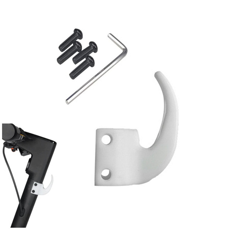 Hak zaczep na zakupy do Ninebot Max G30 / Motus Scooty 10 - BIAŁY