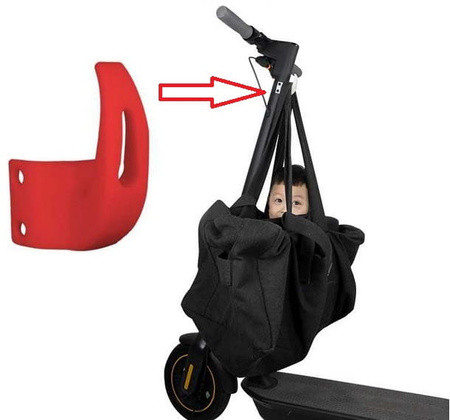 Hak Zaczep na zakupy do kierownicy CZERWONY do do Ninebot Max G30 / Motus Scooty 10 / Frugal Power