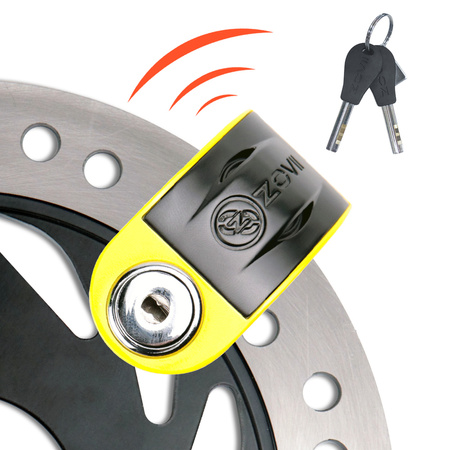 Zabezpieczenie Disc Lock z Alarmem ZOVII ZT6 - Yellow