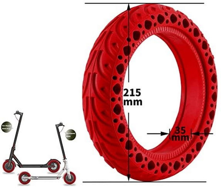 Opona półpełna 8.5x2" do Xiaomi M365 / PRO / PRO 2 / 1S / Essential - CZERWONY