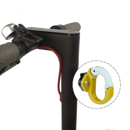 Zamykany metalowy hak na zakupy do Xiaomi M365 / PRO / PRO 2 / 1S / Essential - ŻÓŁTY+BIAŁY