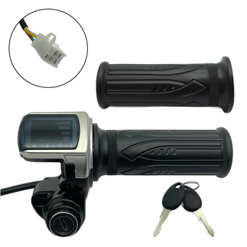 Prawa manetka gazu 36V z wyświetlaczem i stacyjką + Lewy grip - Czarny