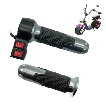 Manetka gazu z przyciskami + Lewy grip do skutera elektrycznego City Coco / Bili Coco / Velex - Srebrny