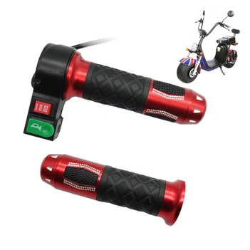 Manetka gazu z przyciskami + Lewy grip do skutera elektrycznego City Coco / Bili Coco / Velex - Czerwony