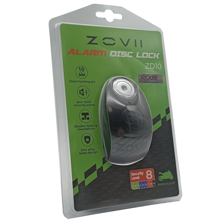 Zabezpieczenie Disc Lock z Alarmem ZOVII ZD10 - Black