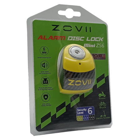 Zabezpieczenie Disc Lock z Alarmem ZOVII ZS6 - Yellow