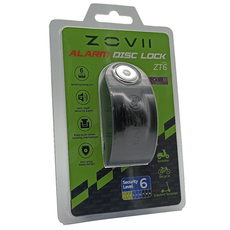 Zabezpieczenie Disc Lock z Alarmem ZOVII ZT6 - Black