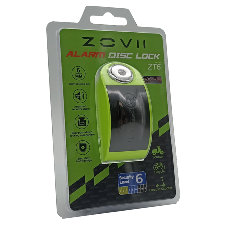 Zabezpieczenie Disc Lock z Alarmem ZOVII ZT6 - Fluo Green